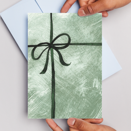 Plain Green Bow - Greeting Card