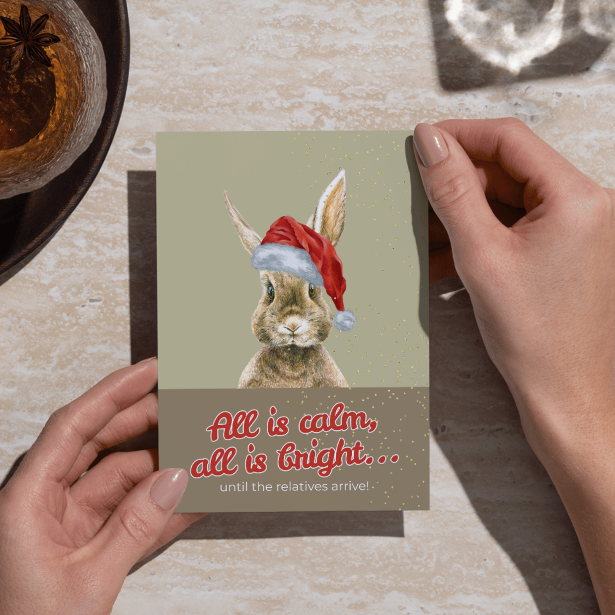 Greeting Card - Christmas Brown Bunny