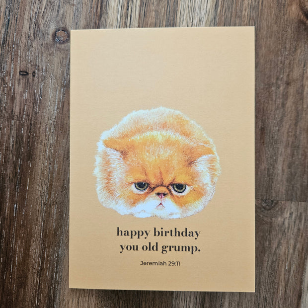 Greeting Card - Happy Birthday You Old Grump. Jeremiah 29:11