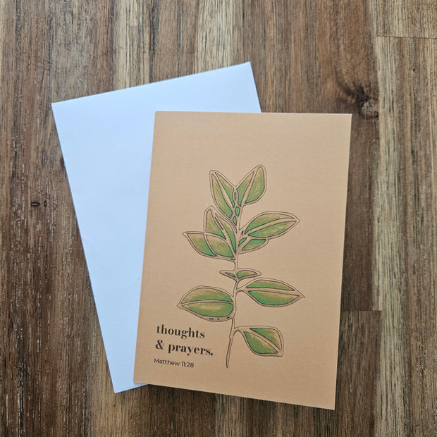Greeting Card - Thoughts & Prayers. Matthew 11:28