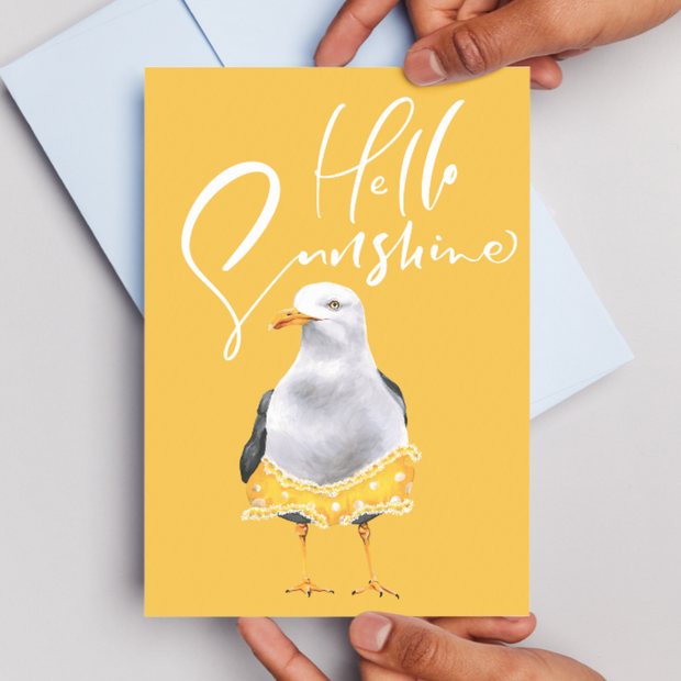Hello Sunshine Stacey Seagull - Greeting Card