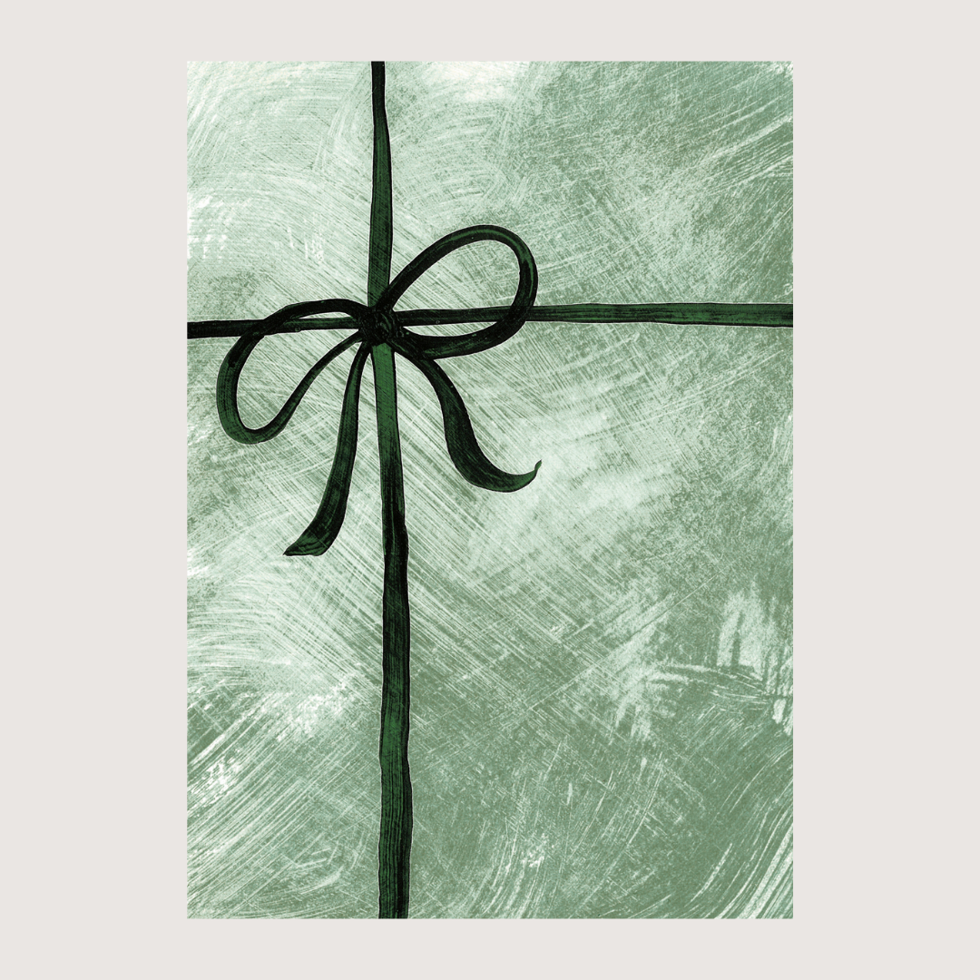 Plain Green Bow - Greeting Card