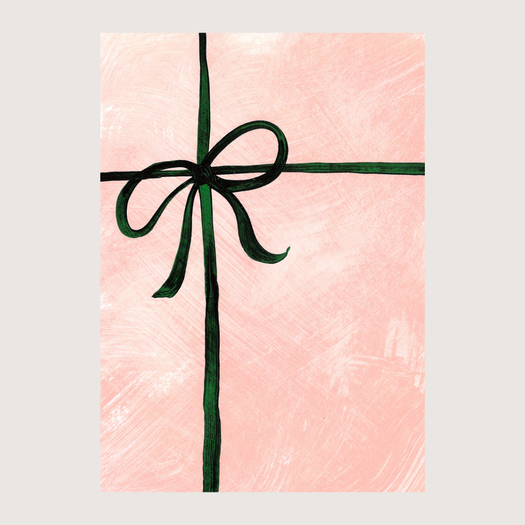 Plain Pink Bow - Greeting Card