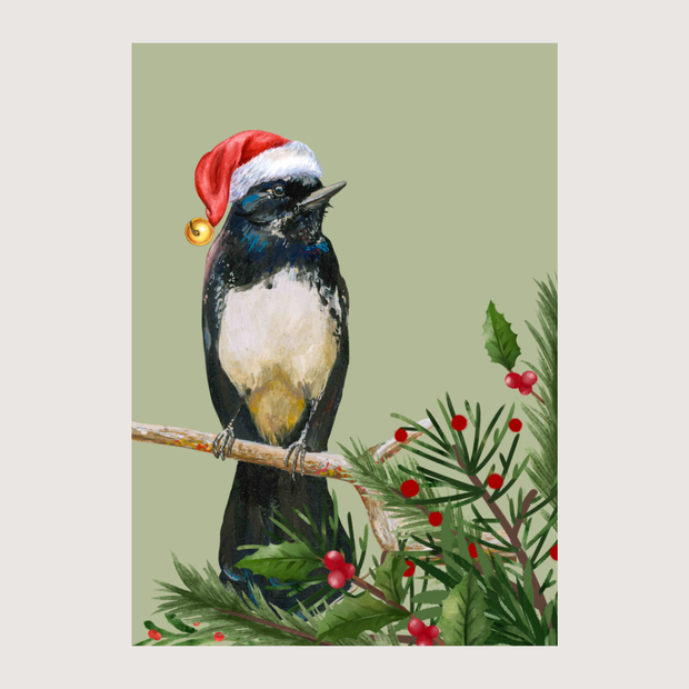 Willie Wagtail Christmas - Greeting Card
