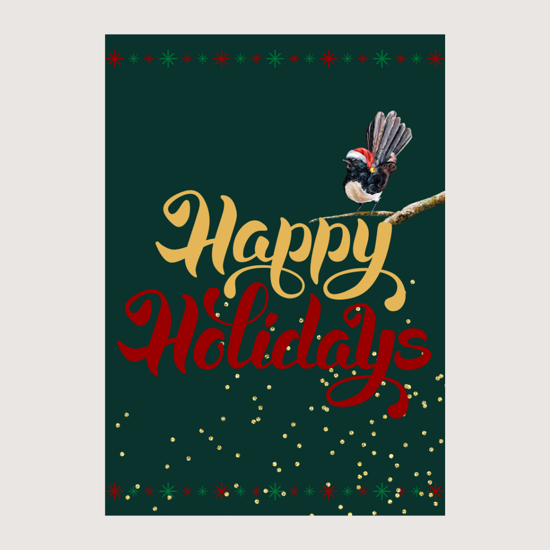 Happy Holidays Willie Wagtail - Greeting Card