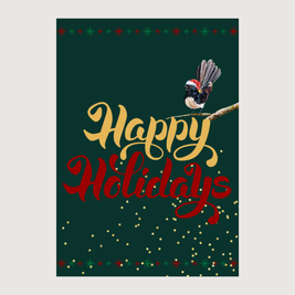 Happy Holidays Willie Wagtail - Greeting Card