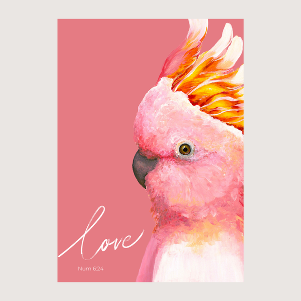 Love (Num 6:24) Pink Cockatoo - Greeting Card