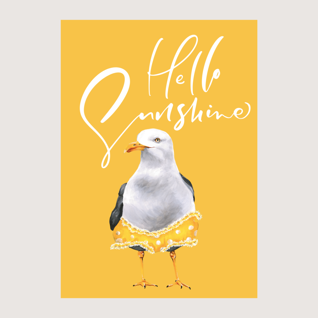 Hello Sunshine Stacey Seagull - Greeting Card