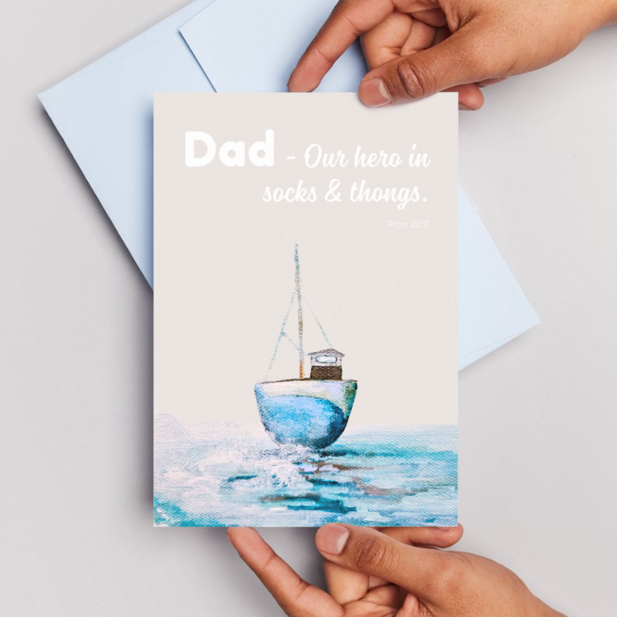 Dad - Our Hero in Socks and Thongs - Greeting Cards