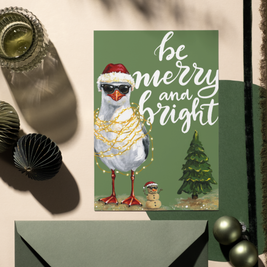 Be Merry and Bright Sandy Claus - Greeting Card