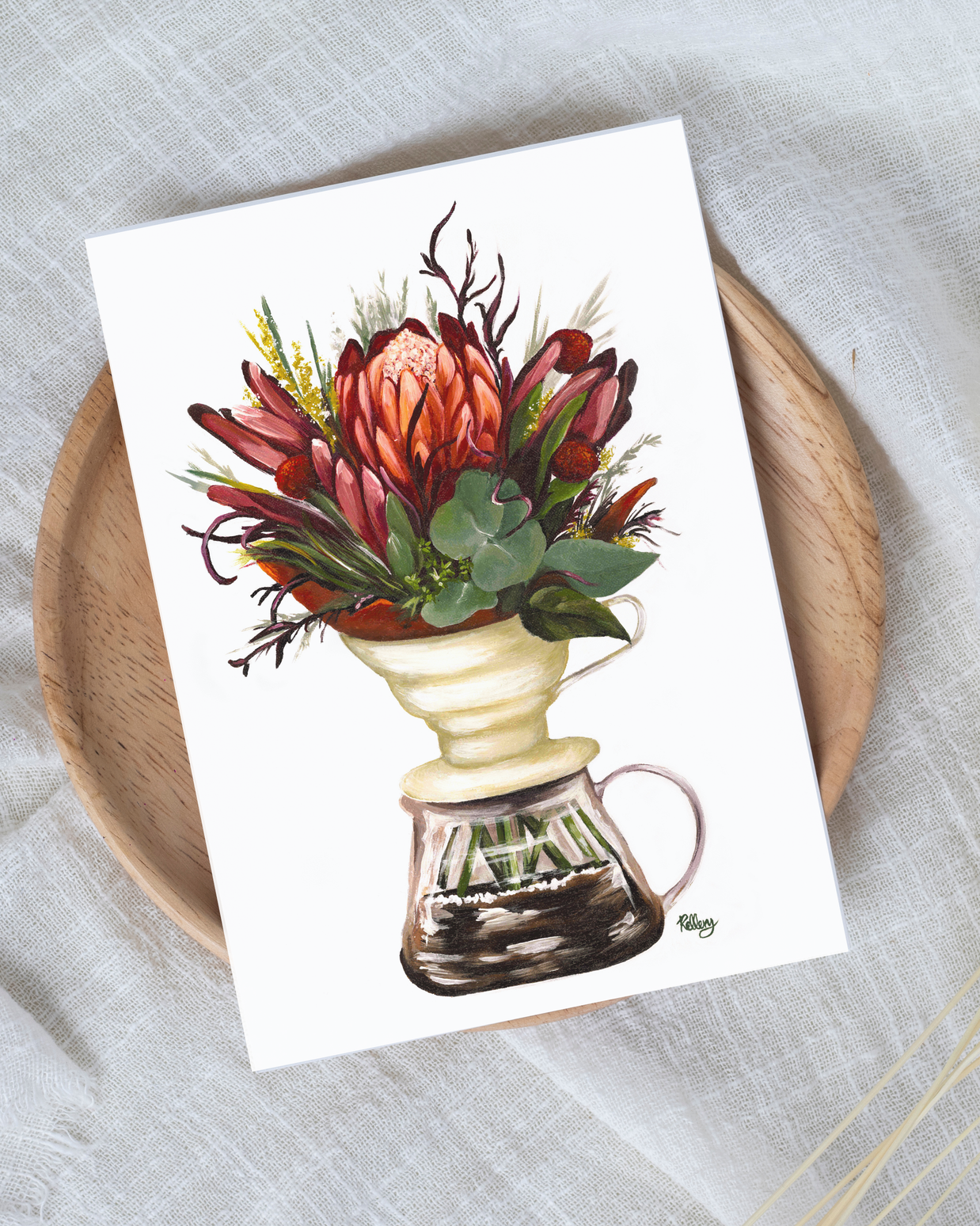 Drip Coffee & Blooms Art Print