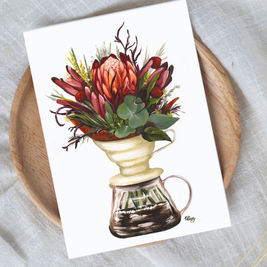 Drip Coffee & Blooms Art Print