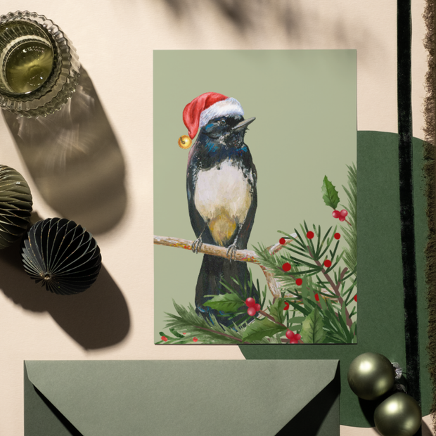 Willie Wagtail Christmas - Greeting Card