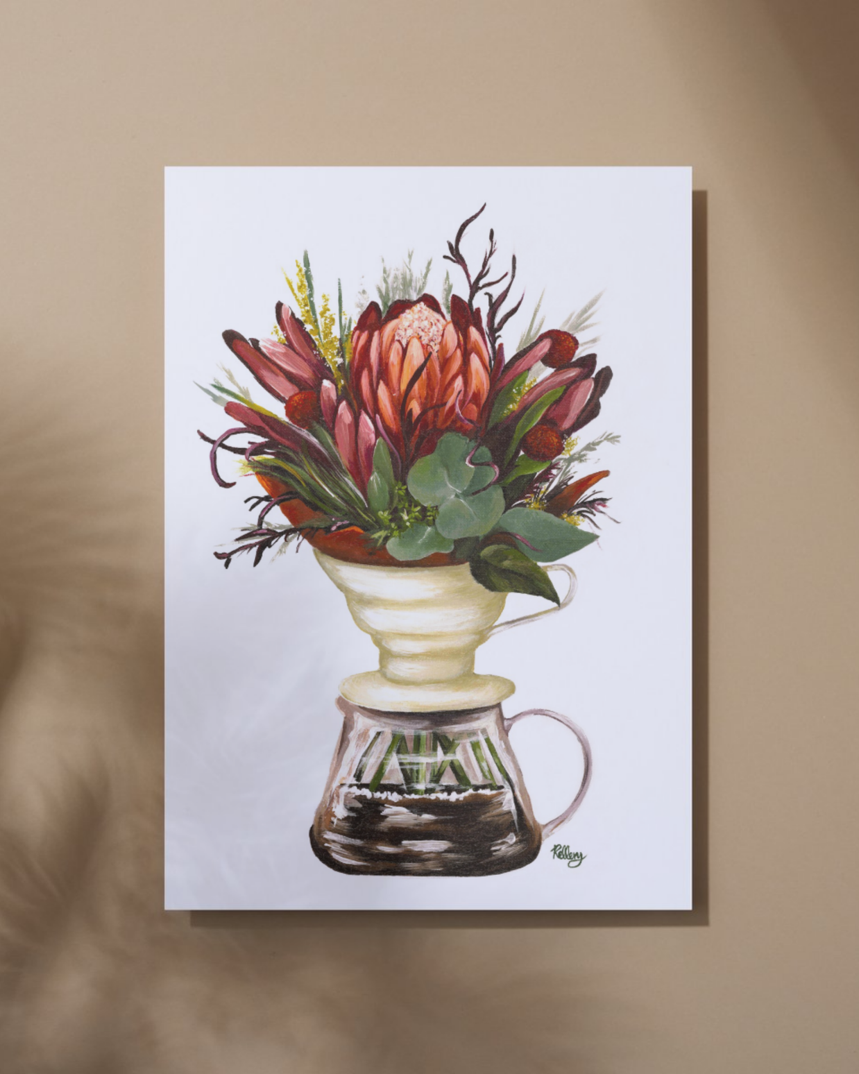 Drip Coffee & Blooms Art Print