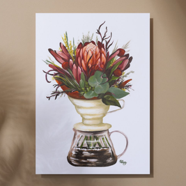 Drip Coffee & Blooms Art Print