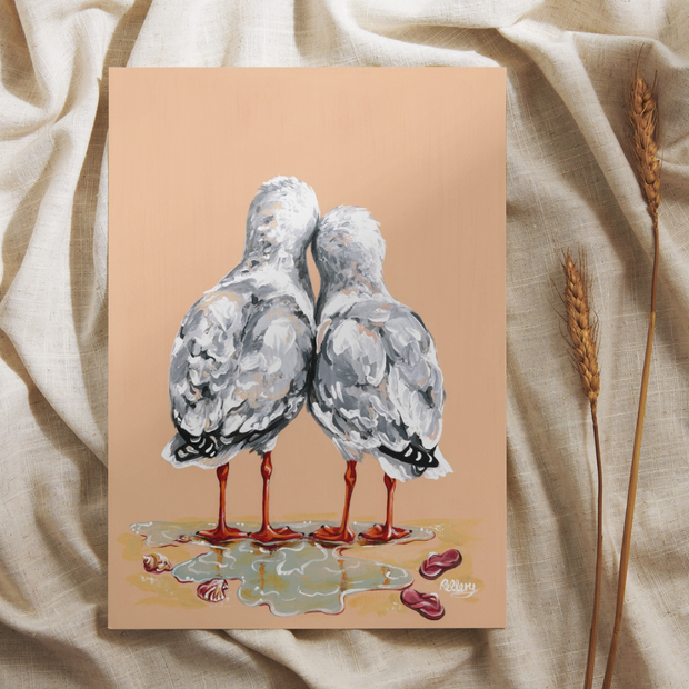 The Love Gulls Seagulls - Art Print