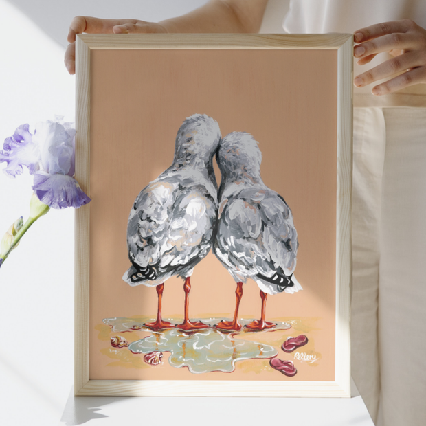 The Love Gulls Seagulls - Art Print