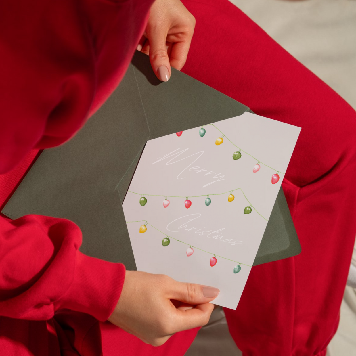 Greeting Card - Merry Christmas Lights