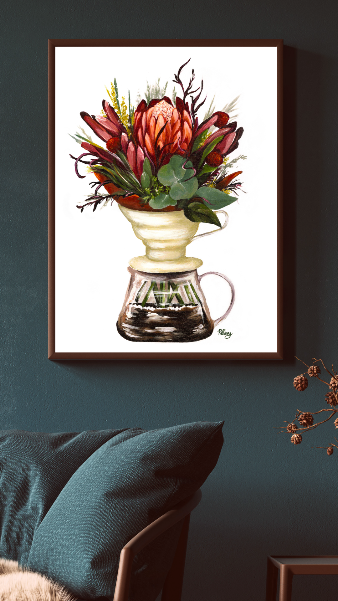 Drip Coffee & Blooms Art Print
