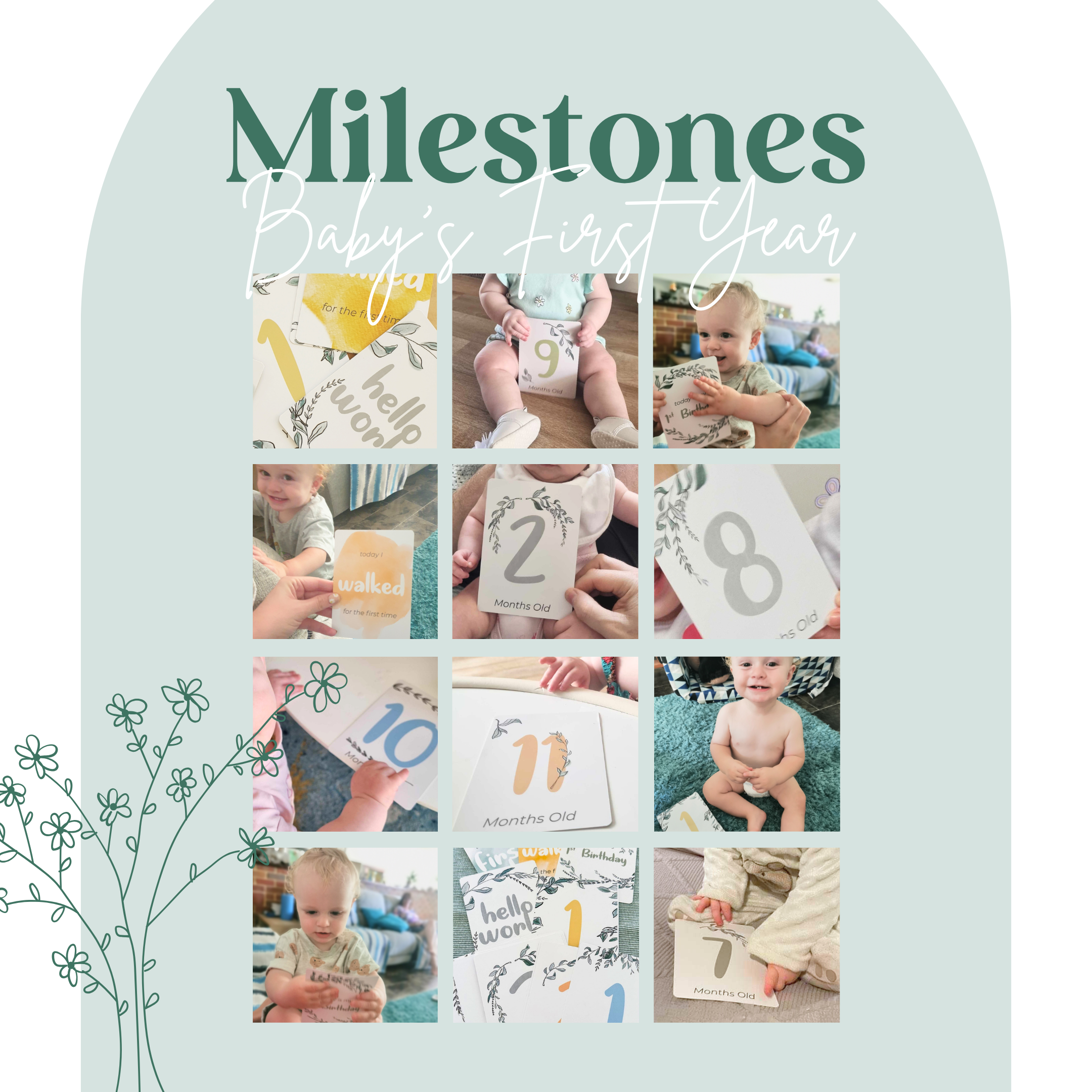 Baby Milestone Cards (Eucalyptus Green Edition)