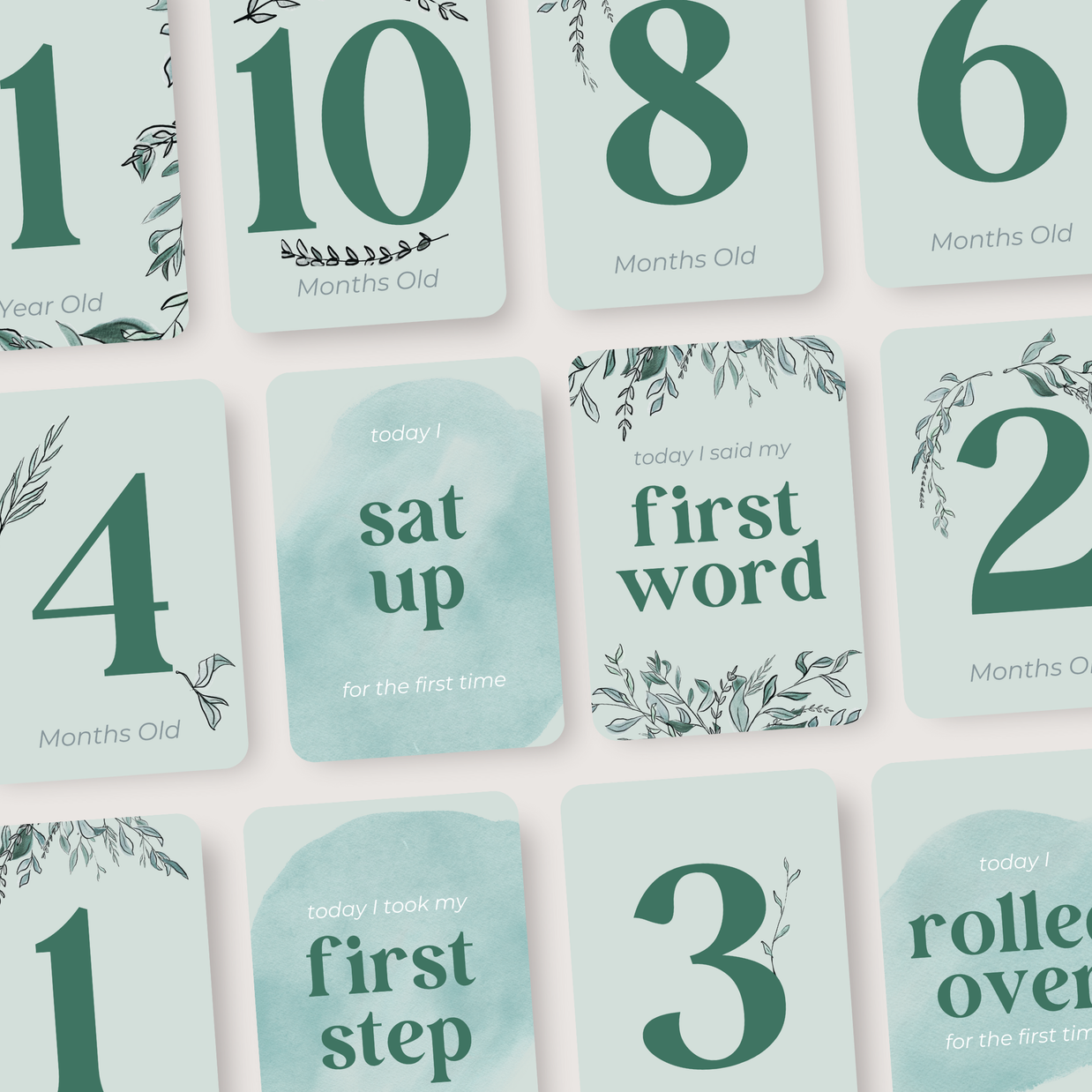 Baby Milestone Cards (Eucalyptus Green Edition)