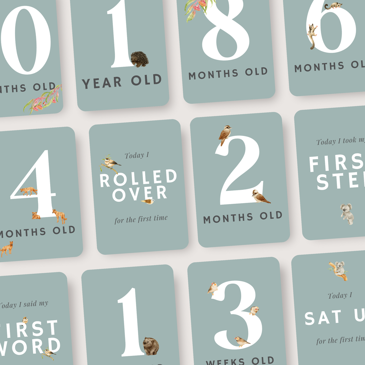 Baby Milestone Cards (Aussie Animals Edition)