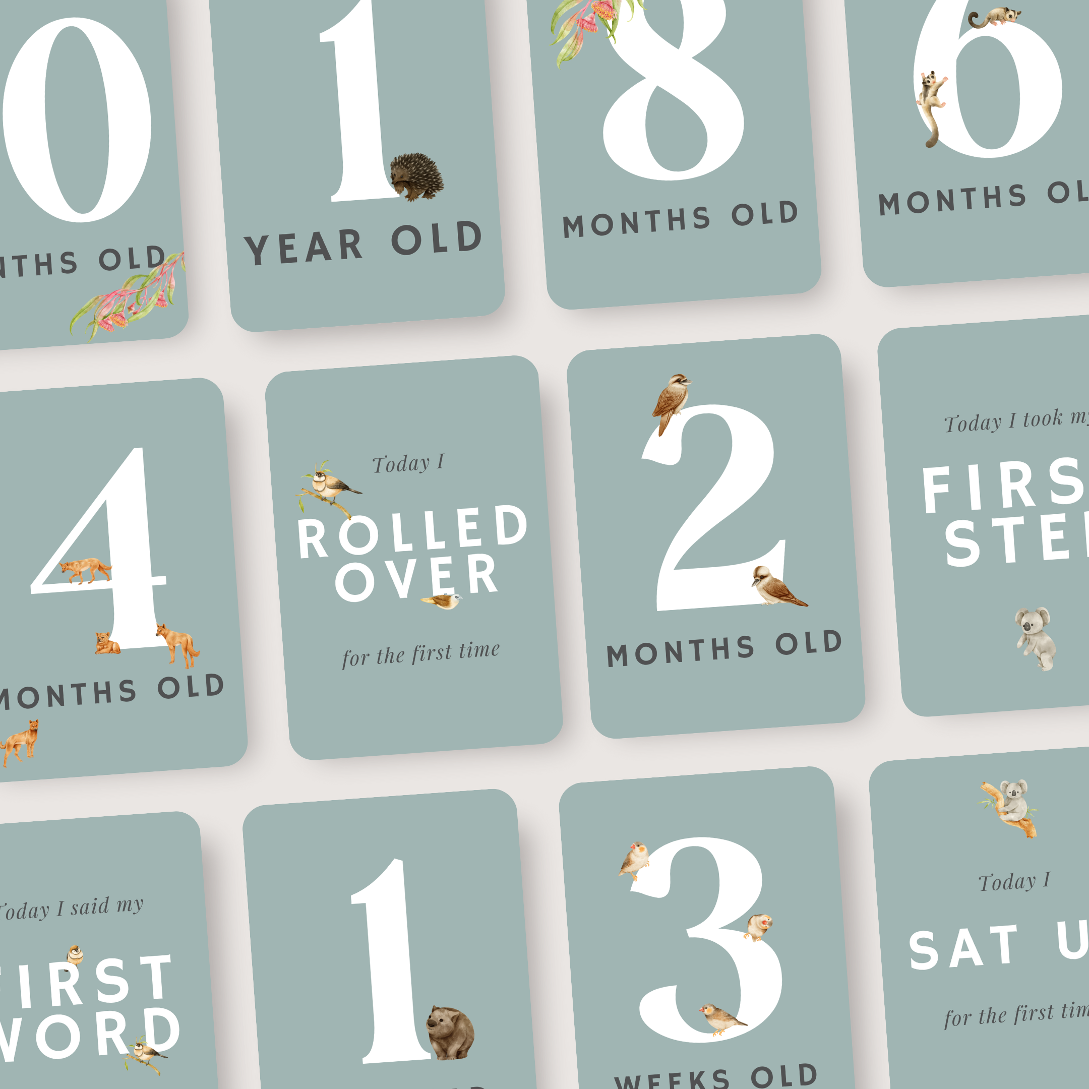 Baby Milestone Cards (Aussie Animals Edition)